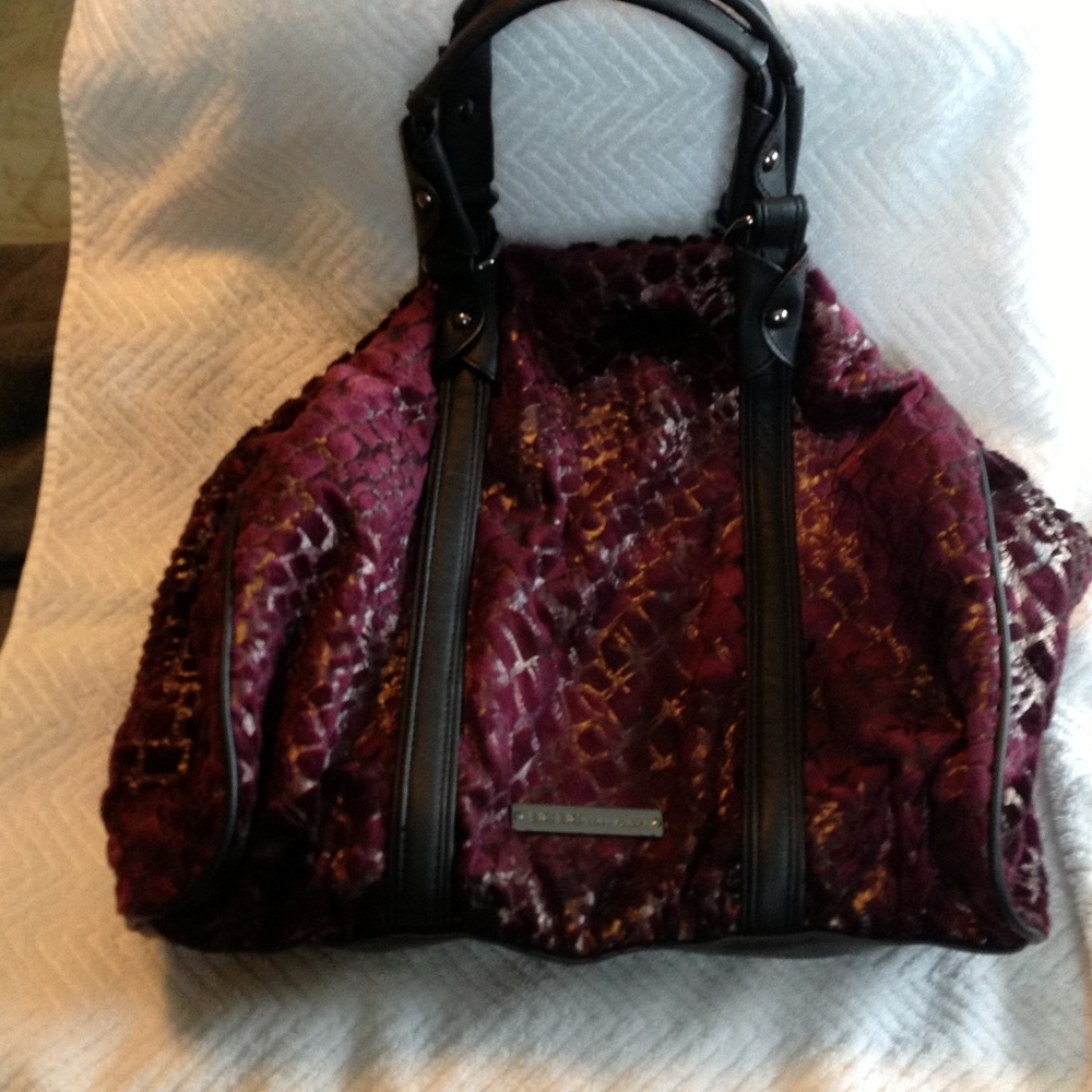 BCBG  Handbag Purse Velvet & Black Bag
